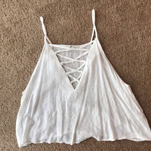 Forever 21 - White Crop Tank with Lace-Up Detail